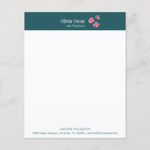 Custom Stylish Teal Floral Business Stationery