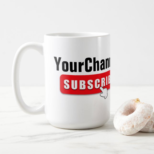 Custom Subscribe YourChannel Coffee Mug (With Donut)