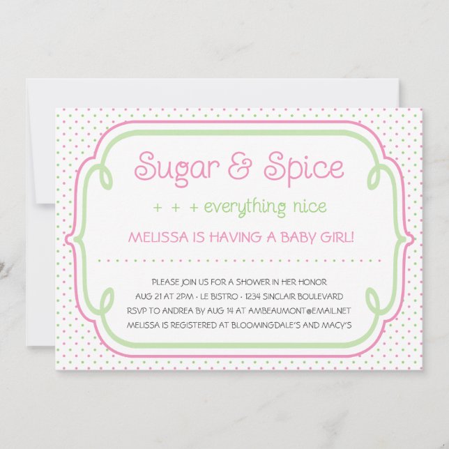 Custom Sugar and Spice Baby Shower Invitation (Front)