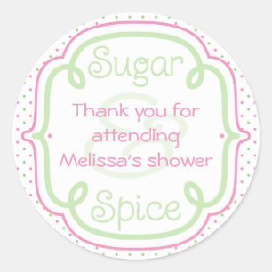 Custom Sugar and Spice Baby Shower Thank You Classic Round Sticker