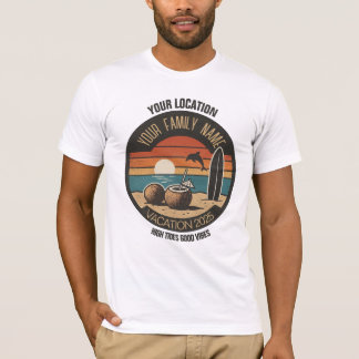 Custom Summer 2025 Family Beach Vacation Retro T-Shirt