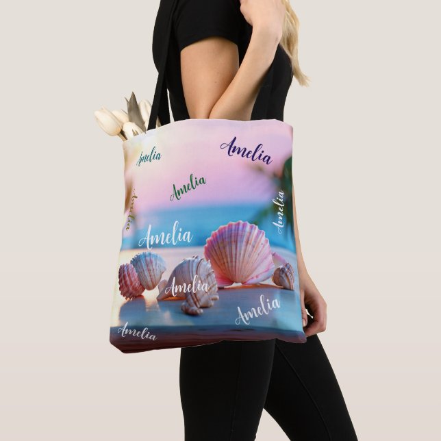 Custom Summer Beach Elegant Tote Bag (Close Up)