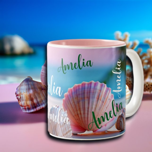 Custom Summer Beach Elegant Two-Tone Coffee Mug (Creator Uploaded)