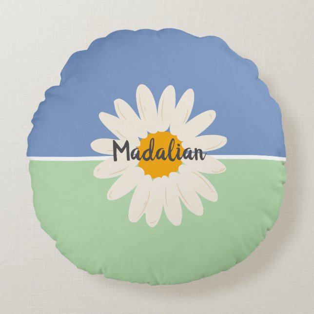 Custom summer colourful two tones background girly round cushion (Front)