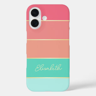 Custom Summer Colours Colour Block Stripes iPhone 16 Case