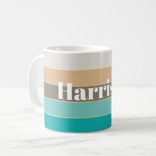 Custom Summer Colours Colour Block Stripes Coffee Mug
