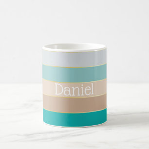 Custom Summer Colours Colour Block Stripes Coffee Mug