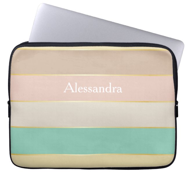Custom Summer Colours Colour Block Stripes Laptop Sleeve (Front)