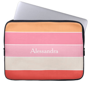 Custom Summer Colours Colour Block Stripes Laptop Sleeve