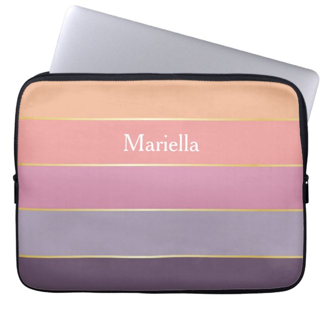 Custom Summer Colours Colour Block Stripes Laptop Sleeve (Front)