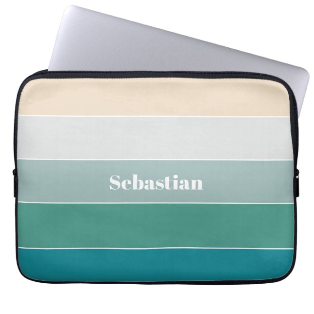 Custom Summer Colours Colour Block Stripes Laptop Sleeve (Front)