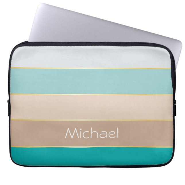 Custom Summer Colours Colour Block Stripes Laptop Sleeve (Front)