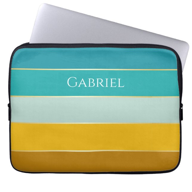 Custom Summer Colours Colour Block Stripes Laptop Sleeve (Front)