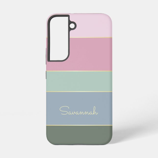 Custom Summer Colours Colour Block Stripes Samsung Galaxy S22 Case (Back)