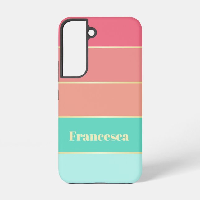 Custom Summer Colours Colour Block Stripes Samsung Galaxy S22 Case (Back)