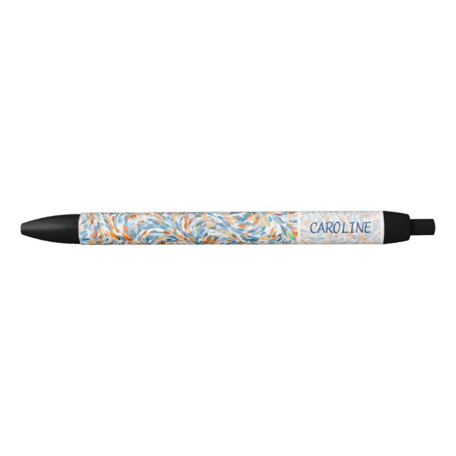 Custom Summer Colours Paint Splatter Pattern Penci Black Ink Pen (Front)
