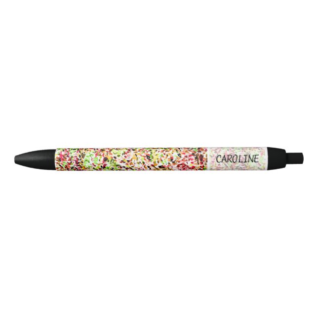 Custom Summer Colours Paint Splatter Pattern Penci Black Ink Pen (Front)
