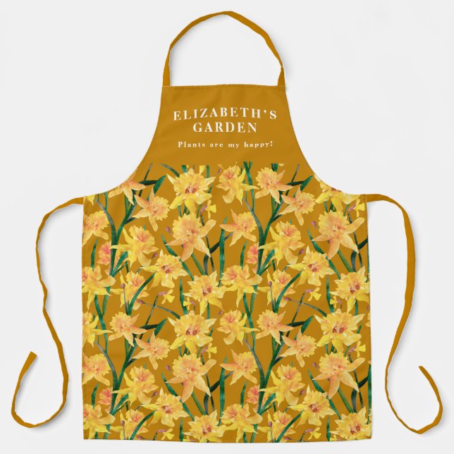 Custom Summer Daffodil Pattern Apron (Front)