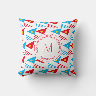 Custom Summer Ethnic Geometric Triangles Monogram Cushion