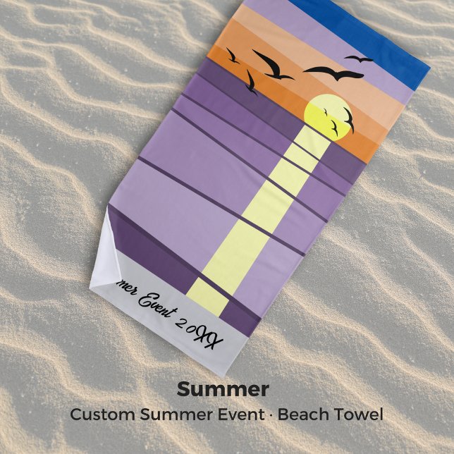 Custom Summer Event Year Field · Full Sunset Beach Towel (Custom Summer Event Year Field · Full Sunset Beach Towel)