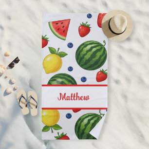 Custom Summer Fruit Beach Towel - Watermelon 