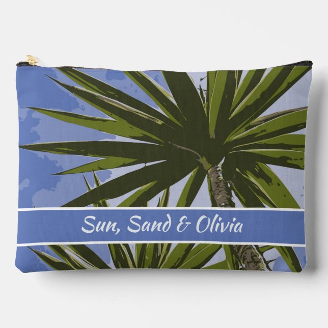 Custom Summer Vacation Cosmetic Bag with Name (Front)