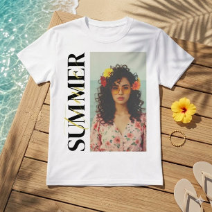 Custom SUMMER Vibes  Photo Collage Vertical Text  T-Shirt