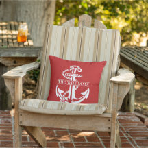 Custom Summery White Nautical Anchor On Dark Red