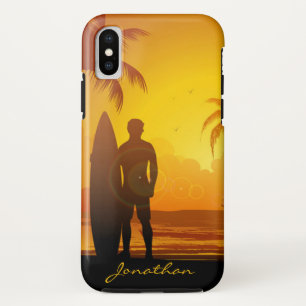 Custom Sun Set Beach Surfing iPhone XS Case