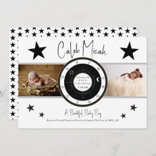 Custom Sun Sign & Moon Photo Birth Announcement