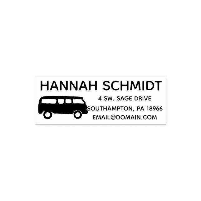 Custom Sun Van Hand Draw Name Self-inking Stamp (Design)
