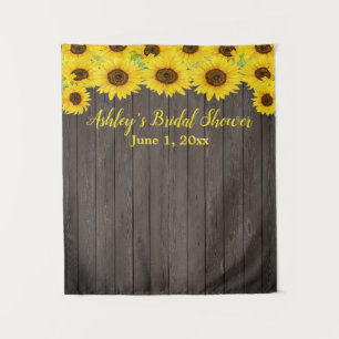 Custom Sunflower Bridal Shower Wood Photo Booth Tapestry