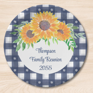 Custom Sunflower Family Reunion Paper Plate