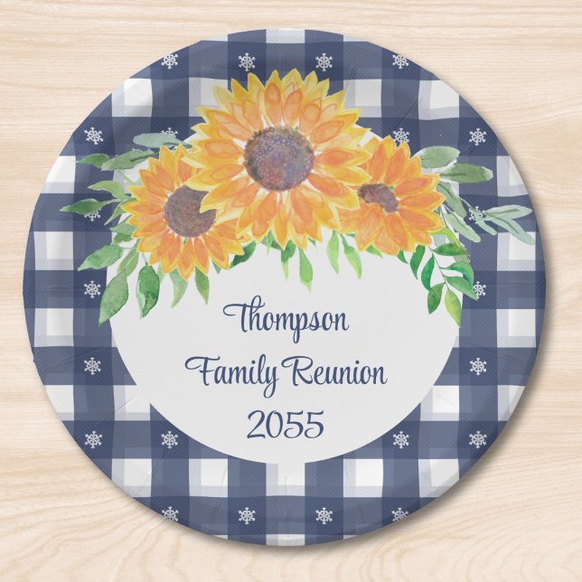 Custom Sunflower Family Reunion Paper Plate (Creator Uploaded)