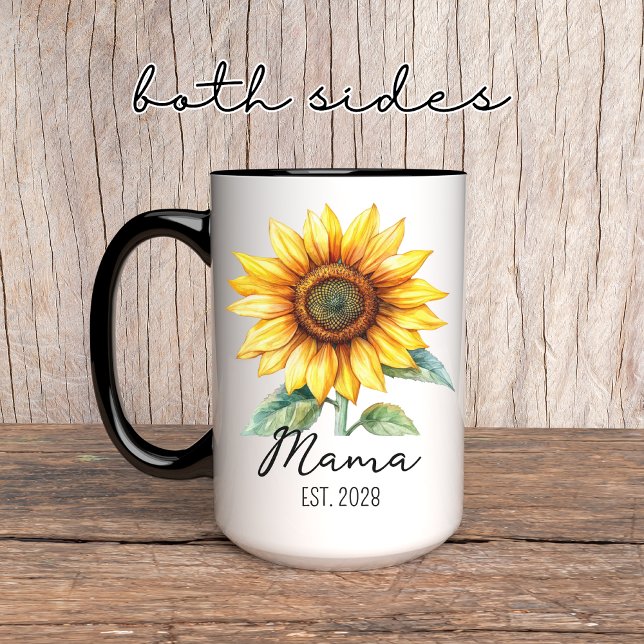Custom Sunflower Mug for Mama, Grandma or New moms (mom sunflower gift, grandma sunflower gift, mothers day sunflower mug, mothers day mug for mom,)