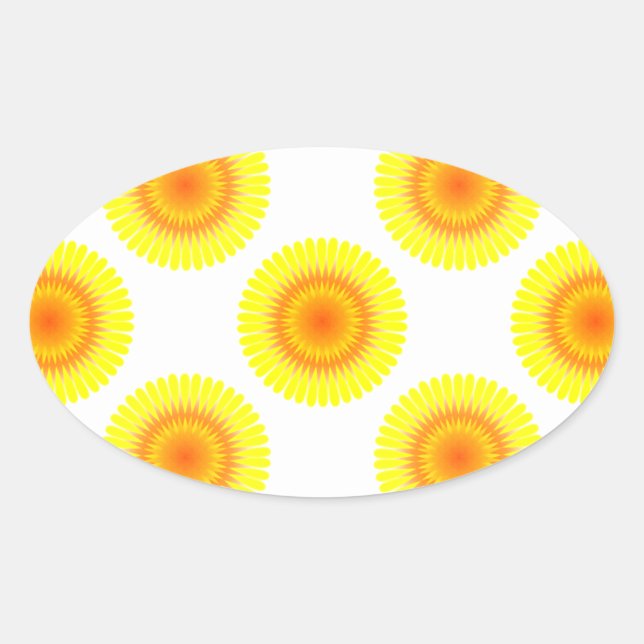 Custom Sunflower Pattern Oval Sticker (Front)