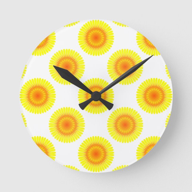 Custom Sunflower Pattern Round Clock (Front)