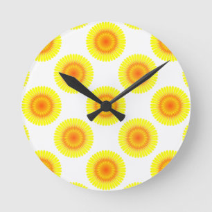 Custom Sunflower Pattern Round Clock