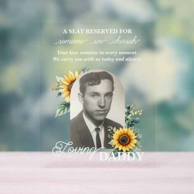 Custom Sunflower Photo  Acrylic Sign (Neutral)