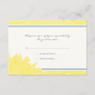 ::custom: Sunflower RSVP Card: Navy&Yellow Card