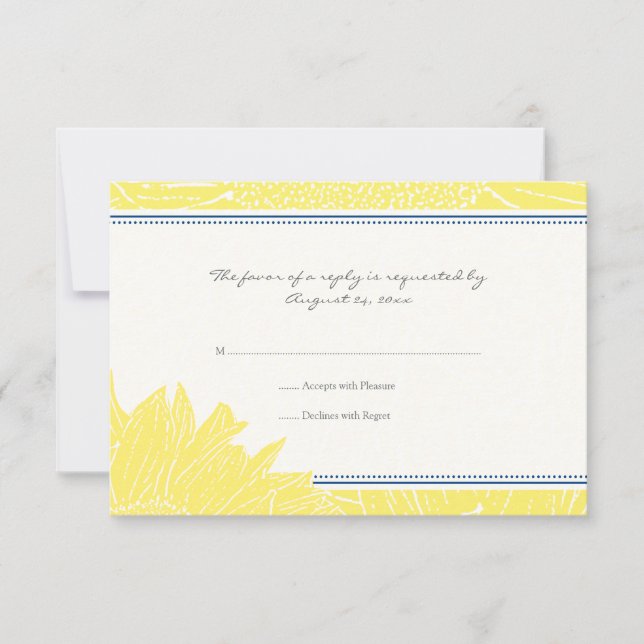 ::custom: Sunflower RSVP Card: Navy&Yellow Card (Front)