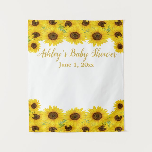 Custom Sunflowers Baby Shower Photo Booth Prop Tapestry (Front)