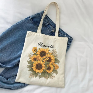 Custom Sunflowers tote bag, Gift for Women or Mom