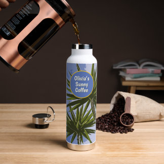 Custom Sunny Coffee Tropical Yucca Water Bottle