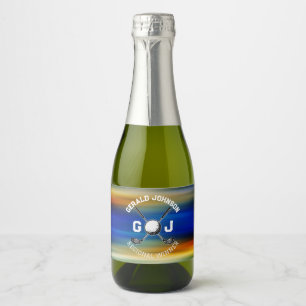 Custom Sunset Golf Monogram Design Sparkling Wine Label