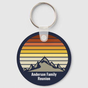 Custom Sunset Mountain Family Reunion Monogram Key Ring