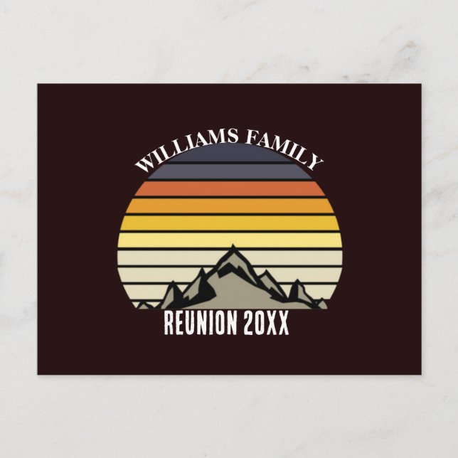 Custom Sunset Mountain Family Reunion Party  Postcard (Front)