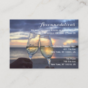 Custom Sunset On Beach Wedding Accommodation Cards