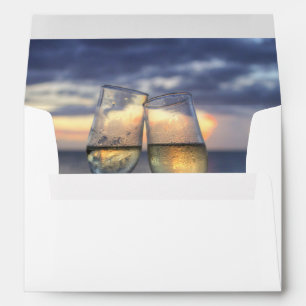 Custom Sunset On The Beach Wedding Envelopes