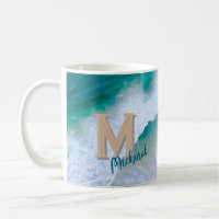 Custom Surf Wave Monogram Mug – Ocean Lover Gift